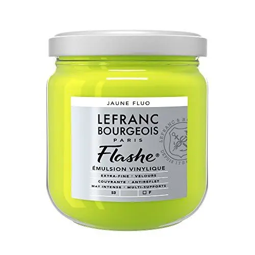 Produktbild: Lefranc Bourgeois 300527 Flashe Acrylfarbe & Vinylfarbe, hochpigmentiert, elastisch, lichtecht, alterungsbeständig, matt, für den Innen- & Außenbereich, 400ml Topf - Fluogelb