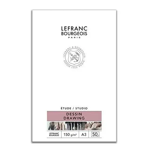 Produktbild: Lefranc Bourgeois 301336 Studio Zeichenblock 50 Blatt - A3, gebunden,150 g/m², feinkörnige Oberfläche zum Zeichnen mit Bleistiften, Kreide, Kohle und anderen Trockentechniken