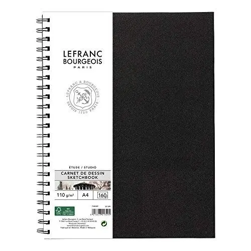 Produktbild: Lefranc Bourgeois 301349 Studio Skizzenbuch 80 Blatt - A4, 110 g/m², Spiralgebunden, Skizzenpapier mit feinkörniger Oberfläche zum Zeichnen mit Bleistiften, Kreide, Kohle und anderen Trockentechniken