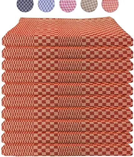Produktbild: LEFUNDA® 10er Set Geschirrtücher - 100% Baumwolle Küchentücher, 220 GSM, Weiche, Super Saugfähige Geschirrhandtücher, Vollzwirn, 50x70cm (Orange, 10)
