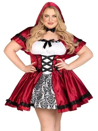 Produktbild: LEG AVENUE Damen Gothic Red Riding Hood Kost me, Red, White, Größe: M (EUR 38)