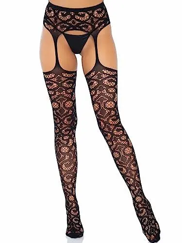 Produktbild: LEG AVENUE Damen Strapsstrümpfe-178022001 Strumpfhose, blackout, Black, One Size