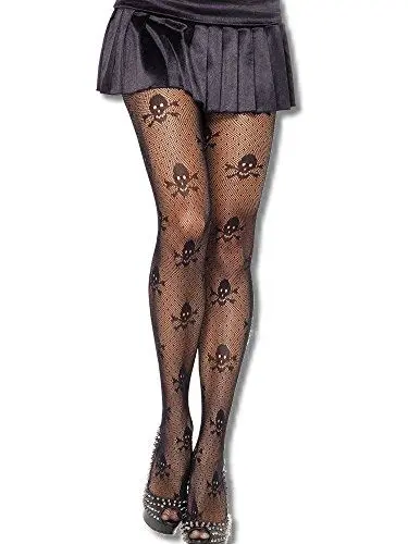 Produktbild: LEG AVENUE Netzstrumpfhose Totenkopf schwarz