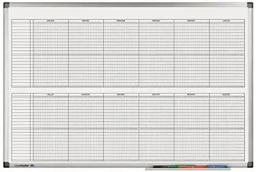 Produktbild: Legamaster 7-414000 Premium Projektplaner, UV-gehärtetes Whiteboard·· Jahresplaner im Halbjahresformat mit 20 Zeilen, 90 x 60 cm
