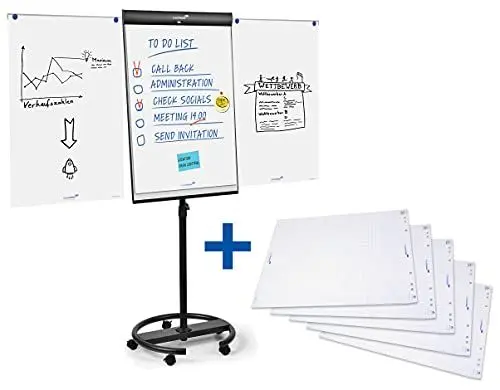 Produktbild: Legamaster Bundle mobiles Flipchart schwarz + 5 Flipchart-Blöcke mit je 20 Blatt, kariert, FSC® zertifiziert