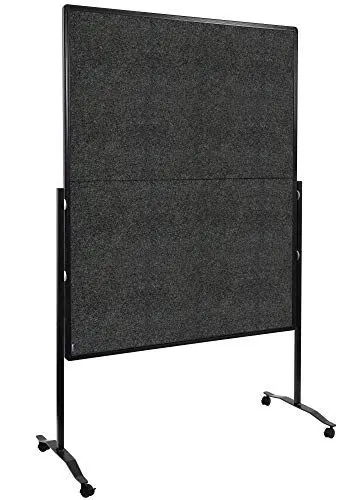 Produktbild: Legamaster Premium Plus Moderationswand klappbar - anthrazit - 150x120 cm - doppelseitig, mit Filz bezogenes Pinboard - einsetzbar als Trennwand - inkl. 4 feststellbaren Rollen und Papierhaken