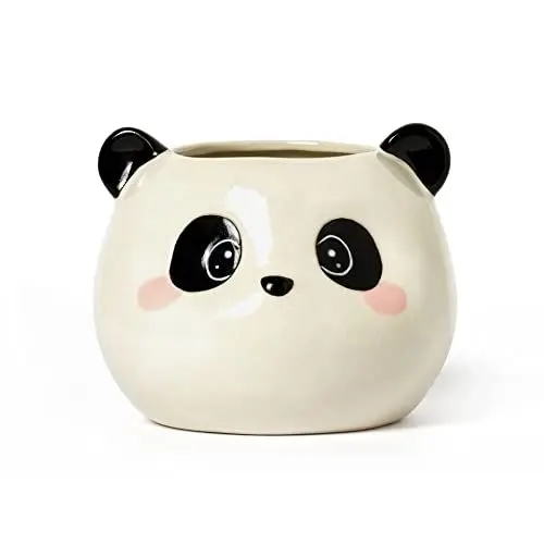 Produktbild: Legami - Stifthalter aus Keramik, Desk Friends, 11,2 x 11,4 cm, Panda-Thema, handbemalt, Schwarz