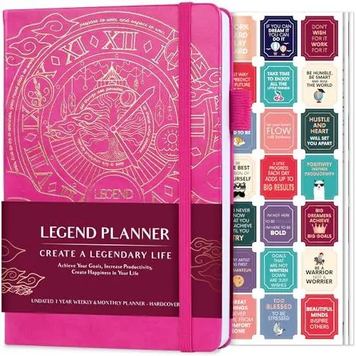 Produktbild: Legend Planer - Deluxe Wochen- & Monats-Lebensplaner, um Ihre Ziele zu erreichen & glücklicher zu leben. Organizer-Notizbuch & Produktivitäts-Journal. A5 Hardcover, undatiert - Rosa (Englisch)