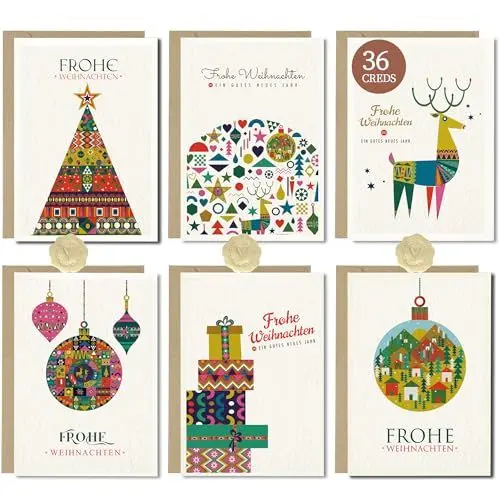 Produktbild: Legezon 36 Weihnachtskarten set mit Umschlägen - A6 Postkarten Set,Weihnacht Grußkarte für Familie Freunde Geschäftlich Kunden (6 * 6)