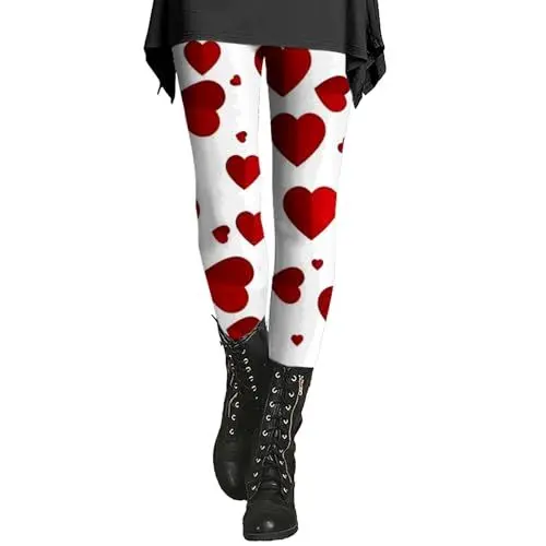 Produktbild: Legging Pants for Women Straight Leg Yoga Leggings with Pockets Heart Womens Soft Plus Size Tall Leggings Heart Leggings Women Flare New Year Elegante Jogginghose Damen Schwarz O (Hot Pink, XXXL)