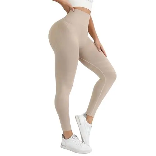 Produktbild: Leggings Damen Booty Scrunch Yogahose Sport Leggings Elastische Taille Yoga Leggings Umstandsleggings Trainingstights Blickdichte Leggins Nahtlose Scrunch Butt Leggings Push Up Gym Yoga Leggings