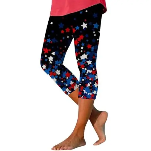 Produktbild: Leggings Gefüttert Thermo Leggings Sport Damen 4. Juli-Leggings für Damen, Capri-Leggings für Damen, klassischer amerikanischer Flaggendruck, Leggings Fell Damen Winter Yoga Leggings Damen (Pink, XL)