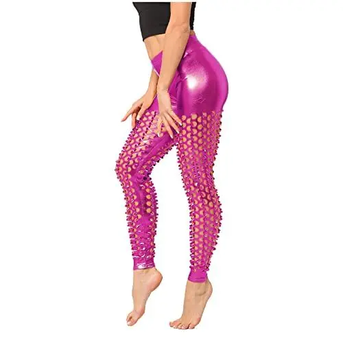 Produktbild: Leggings Thermo Damen Thermo Leggings Weiß Damen Schlanke Pailletten-Glitzer für Urlaubsoutfits Lässige Yoga-Leggings Bein Damen Hosen Leggings Gefütterte Leggings Damen Winter (Hot Pink, One Size)
