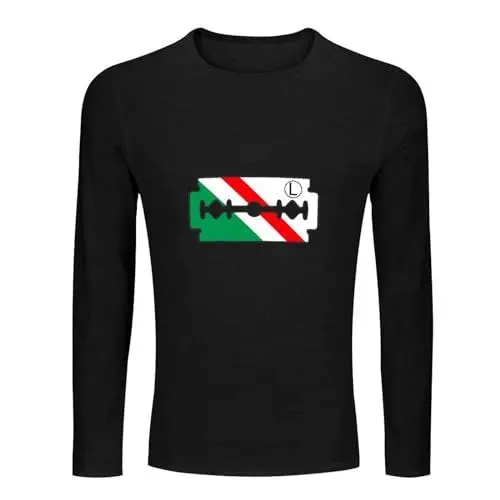 Produktbild: Legia Warsaw Polska Men's 100% Cotton Tee Crewneck Unisex Long Sleeve T-Shirt Black XXL