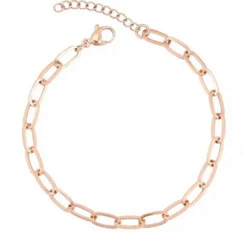 Produktbild: LEGITTA Damen Gliederkette Rosegold Armband Basic Kette Klassisch Armbänder Zarte Gliedrige Armkette aus Edelstahl Geschenkschmuck für Frauen Mädchen