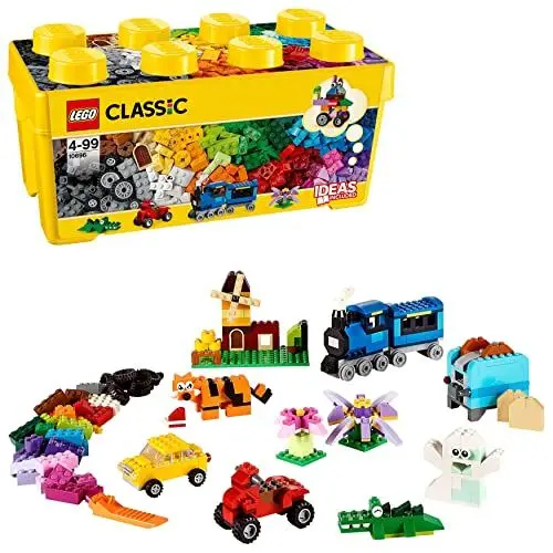 Produktbild: LEGO Classic Mittelgroße Bausteine-Box, Konstruktionsspielzeug für Mädchen und Jungen zum Bauen von Autos, Tieren und mehr, mit Aufbewahrungsbox, Geschenk-Set für Kinder ab 4 Jahren 10696