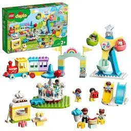 Produktbild: LEGO 10956 DUPLO Erlebnispark, Kinderspielzeug ab 2 Jahre mit Jahrmarkt und Zug für Mädchen und Jungen, Steine zum Bauen und Minifiguren