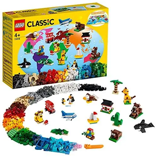 Produktbild: LEGO 11015 Classic Einmal um die Welt Steine, Spielzeug für Kleinkinder ab 4 Jahre mit Bausteinen und baubaren Tieren