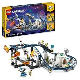 Produktbild: LEGO Creator 3-in-1 Weltraum-Achterbahn, Bausatz Einer Spielzeug-Kirmes mit funktionierenden Wägen, umbaubar in frei fallenden Fallturm oder Karussell mit Raketen und leuchtenden Steinen 31142