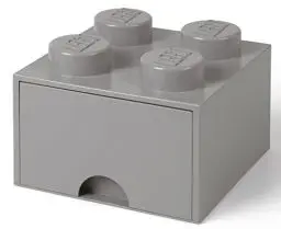 Produktbild: LEGO 4005 Brick 4 Knöpfe, 1 Schublade, stapelbar Aufbewahrungsbox, 4,7 l, grau, Plastik, Legion/M. Stone Grey, 25 x 25 x 18 cm