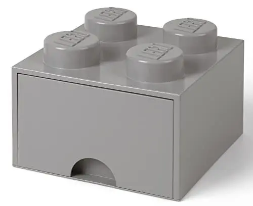 Produktbild: LEGO 4005 Brick 4 Knöpfe, 1 Schublade, stapelbar Aufbewahrungsbox, 4,7 l, grau, Plastik, Legion/M. Stone Grey, 25 x 25 x 18 cm
