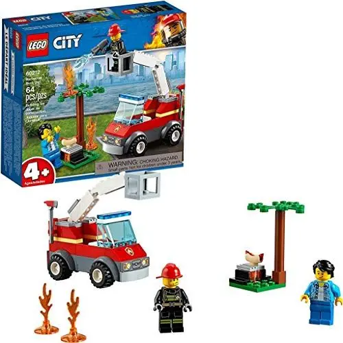 Produktbild: LEGO 60212 City Feuerwehr beim Grillfest, Bauset mit Feuerwehrauto-Spielzeug, Feuerwehrmann-Minifigur, Hot Dog und Grillzubehör, Feuerwehrfahrzeuge Bausets