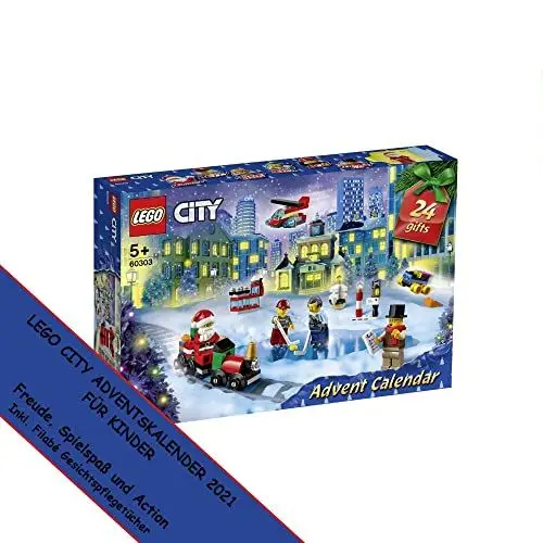 Produktbild: LEGO 60303 City Adventskalender 2022 - Lego Advent Kalender für Jungs & Mädchen - Mini Baukasten, Spielzeug für Kinder ab 5 Jahren mit Spielbrett und 6 Minifiguren