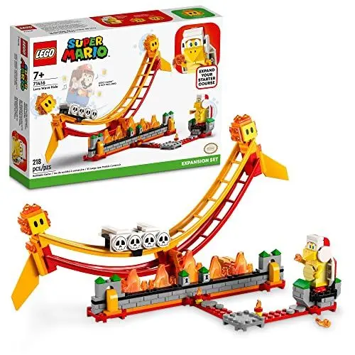 Produktbild: LEGO 71416 Super Mario Lavawelle-Fahrgeschäft – Erweiterungsset mit Feuer-Bruder und 2 Hotheads zum Kombinieren mit Starterset, Spielzeug für Kinder