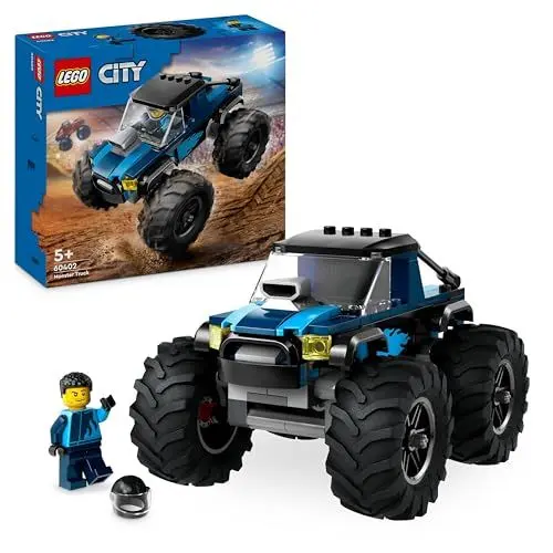 Produktbild: Lego City Blauer Monstertruck, Offroad-Auto-Spielzeug, Fahrzeug-Set mit Rennfahrer-Minifigur, fantasievolles Rennauto-Spielzeug, lustiges Geschenk für Jungs und Mädchen ab 5 Jahren 60402