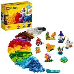 Produktbild: LEGO 11013 Classic Kreativ-Bauset mit durchsichtigen Steinen, mit Löwe, Vogel und Schildkröte, Konstruktionsspielzeug aus Bausteinen ab 4 Jahren