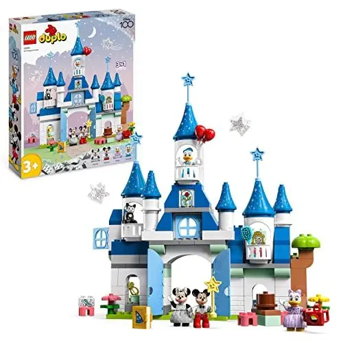 Produktbild: LEGO 10998 DUPLO Disney 3-in-1-Zauberschloss, BAU-Spielzeug mit Micky Maus, Minnie, Donald Duck und Daisy Figuren, für Kleinkinder und Kinder ab 3 Jahren, Disney's 100. Jubiläum-Set