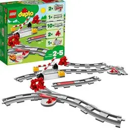 Produktbild: LEGO DUPLO Eisenbahn Schienen, Zugschienen-Bauset mit rotem Signalstein, Kinderspielzeug für Jungen und Mädchen ab 2 Jahren, Steine 10882