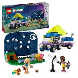 Produktbild: LEGO Friends Sterngucker-Campingfahrzeug Set mit Geländewagen-Auto und Spielzeug-Teleskop, Geschenk ab 7 Jahre für Mädchen und Jungen, beinhaltet die Spielfiguren Nova, Aliya und einen Hund 42603