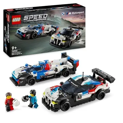 Produktbild: Lego Speed Champions BMW M4 GT3 & BMW M Hybrid V8 Rennwagen Auto Spielzeug mit 2 baubaren Modellautos und 2 Rennfahrer-Minifiguren, Geschenk für Jungs, Mädchen ab 9 Jahren, Modellauto 76922
