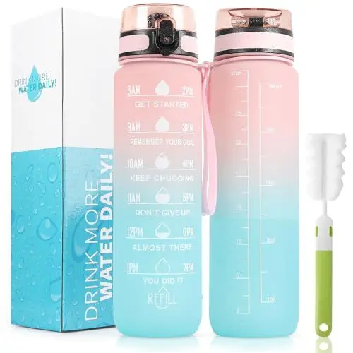 Produktbild: LEHOM 1L Trinkflasche - BPA-freie, auslaufsichere Sportflasche Wasserflasche Fahrradflasche für den täglichen Gebrauch