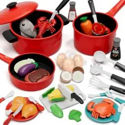 Produktbild: Lehoo Castle Kinderküche Zubehör, Spielküche Zubehör, Kinderküche Geschirr, Zubehör Kinderküche, Töpfe Kinderküche, Spielzeug ab 3 Jahre