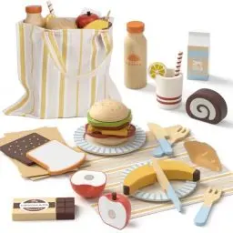 Produktbild: Lehoo Castle Kinderküche Zubehör Holz, Spielküche Zubehör mit Obstdessert, Spielzeug ab 3 Jahre, Picknickspielzeug mit Klett-Verbindung, Holzspielzeug, Jungen und Mädchen Geschenke 3 Jahre