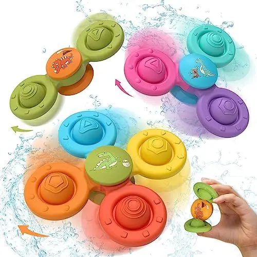Produktbild: Lehoo Castle Saugnapf Spielzeug Baby, Silikon Badewannenspielzeug, 3 Stück Baby Spielzeug, Fidget Spinner Sensorik für (Buntes)