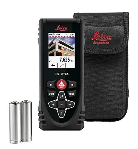 Produktbild: Leica DISTO X4 – robuster Laser Entfernungsmesser (Schutzklasse IP65) mit Bluetooth (App-Nutzung) und Zielsucherkamera für Distanzmessungen unter härtesten Bedingungen (Innen- und Außenbereich)