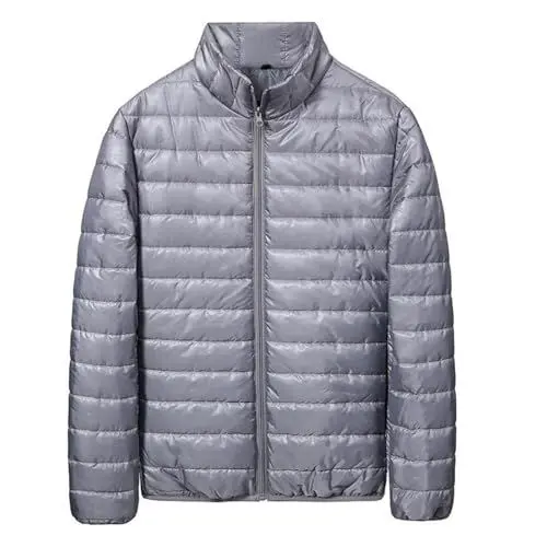 Produktbild: Leichte Steppjacke Herrenjacke Bomberjacke Regenjacke Herren Sport Lederjacke Herren Schwarz Weste Fliegerjacke Zip Jacke Herren Leichte Steppjacke Herren Lederjacke Bomberjacke Grau L