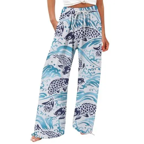 Produktbild: leichte sommerhose damen, damenhose 3/4, leggings damen große größen, trousers, hose schwarz, waist leggings, musselin hose, damenhosen 7/8 länge, lange beine, leggins mit spitze, gemusterte damenhose