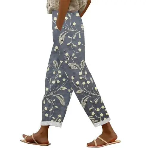 Produktbild: leichte sommerhose damen, hosen damen gerades bein, schicke hosenanzüge, fourindo, sunday running club, dünne -jeans, leggings jeansoptik, hose große größen, sommerhosen, 7 8 damenhosen, crinkle hose
