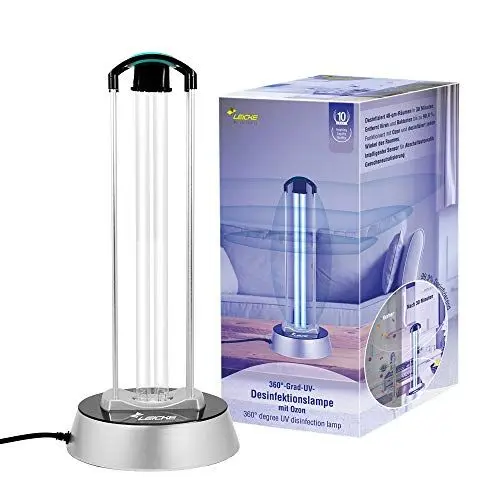 Produktbild: LEICKE UVC Desinfektionslampe mit OZON | Überbrückungshilfe III möglich | UV Sterilisationslampe Antibakterielle Rate 99%, Luftreiniger, UV Lampe, Sterilisator für Schulen, Büros, Haustier-Bereiche