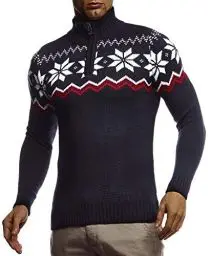 Produktbild: Leif Nelson Herren-Winterpullover Strick-Hoodie mit Kapuze Moderner Wollpullover Das Beste in Kleidung Männer LN20758 Größe XXL Blau