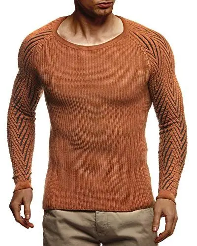 Produktbild: Leif Nelson Herren-Winterpullover Strick-Hoodie mit Kapuze Moderner Wollpullover Das Beste in Kleidung Männer LN7220 Größe XXL Rot-Braun