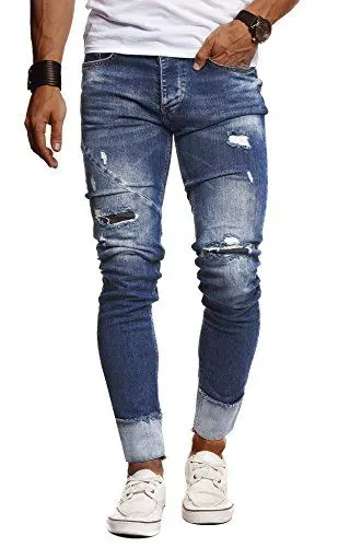 Produktbild: Leif Nelson Herren Jeans Hose Slim Fit Denim Blaue graue Lange Jeanshose für Männer Coole Jungen weiße Stretch Freizeithose Schwarze Cargo Chino Sommer Winter Basic LN9165 Blau W30/L32