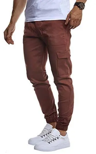 Produktbild: Leif Nelson Herren Jogger Chinos Cargo Stretch Jogging Männer Basic Jogg Cargohose Streifen Jogginghose Jungen Freizeithose Jeans-Hosen Sweatpants Streifen Chinohosen LN8071 D.Braun Large