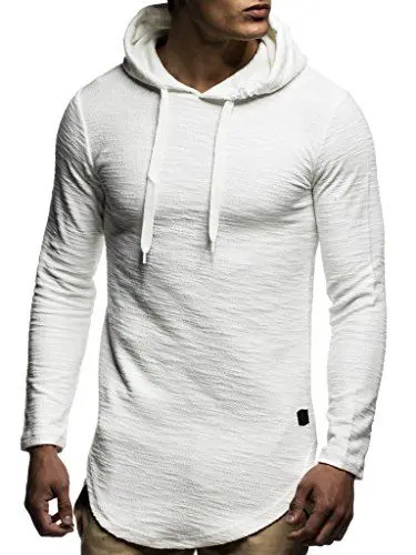 Produktbild: Leif Nelson Herren Kapuzenpullover Slim Fit Baumwolle-Anteil Basic weißer Männer Hoodie Kapuzenshirt Pulli Langarm Jungen schwarzer Pullover-Shirt mit Kapuze LN6300 Ecru XX-Large