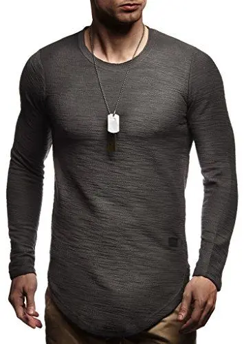 Produktbild: Leif Nelson Herren Pullover Rundhals-Ausschnitt Schwarzer Männer Longsleeve dünner Pulli Sweatshirt Langarmshirt Crew Neck Jungen Hoodie T-Shirt Langarm Oversize Anthrazit Small