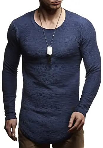 Produktbild: Leif Nelson Herren Pullover Rundhals-Ausschnitt Schwarzer Männer Longsleeve dünner Pulli Sweatshirt Langarmshirt Crew Neck Jungen Hoodie T-Shirt Langarm Oversize·· Größe M·· Dunkel Blau